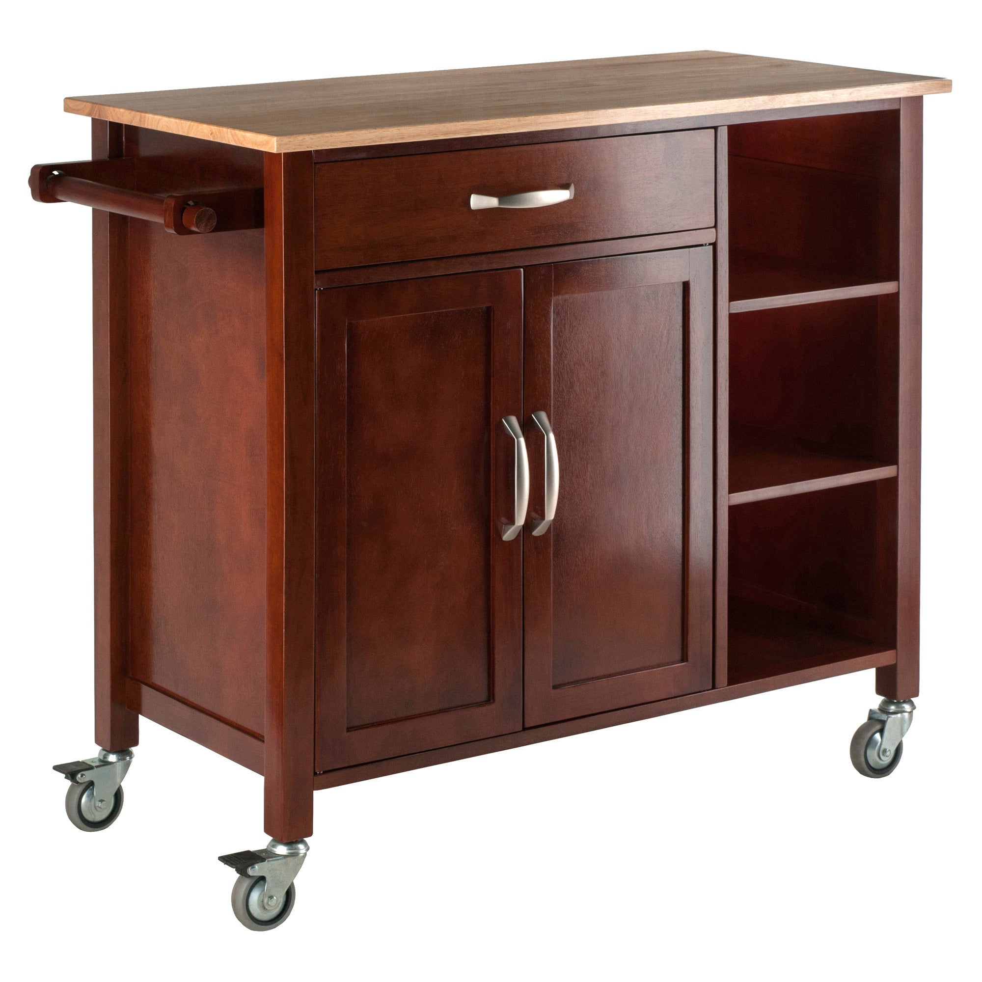 Mabel Kitchen Cart Walnut/Natural Doba